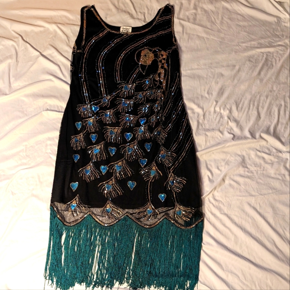 Peacock Flapper Dress by Unique Vintage 2X